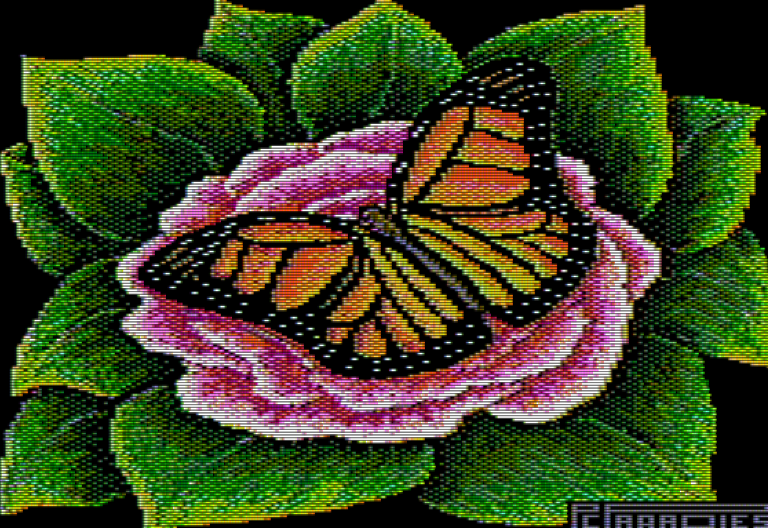 An orange-and-black butterfly sitting on top of an orange flower with green leaves.