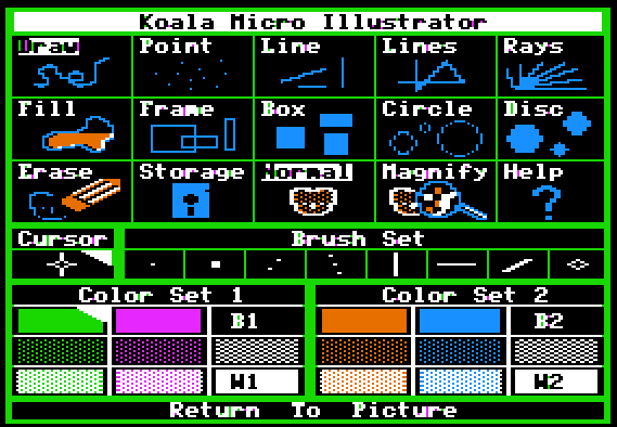 User interface for &lsquo;Koala Micro Illustrator&rsquo; for the KoalaPad.