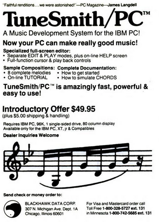 PC Magazine advertisement for TuneSmith/PC